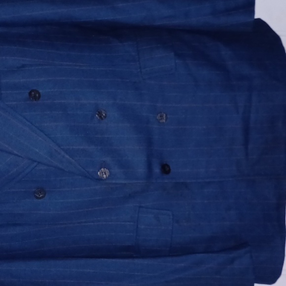 VTG Blue Pinstripe Double-Breasted Wool Blazer / Sportcoat, 42L - Picture 2 of 11